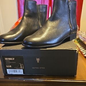 Frye Black Leather Ankle Booties
